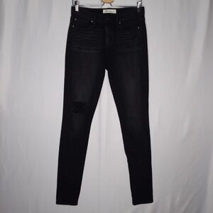 Gap Jeans Women 29T LONG Black True Skinny Stretch Pocket Button Zip Denim